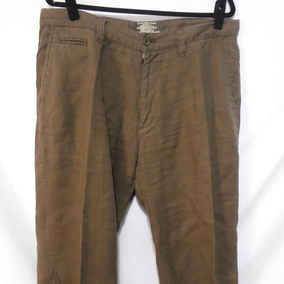 Y2K | OLD NAVY - Surplus Co | 36 X 30 | Classic Brown Linen Straight Leg Pants - Picture 6 of 16